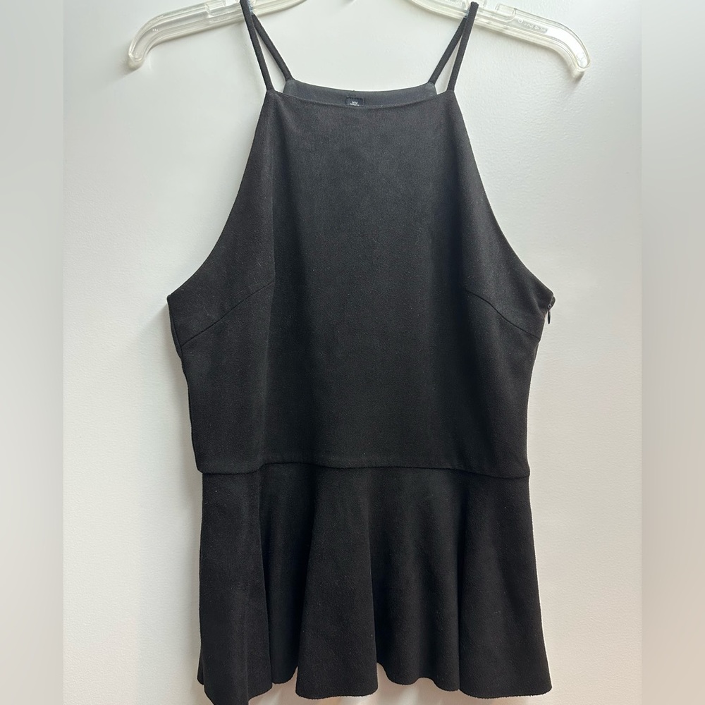 Design Lab Lord & Taylor Black Velvet Peplum Tank